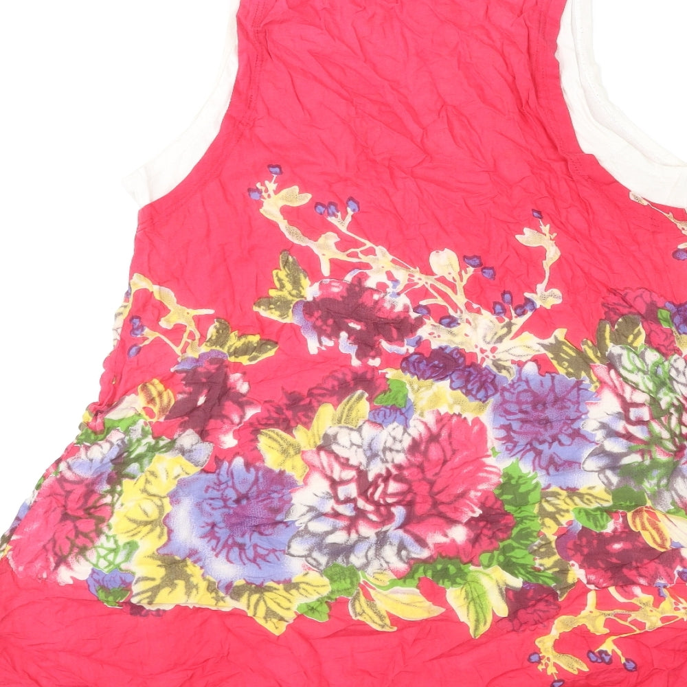 Joe Browns Womens Pink Floral Cotton Basic Tank Size 12 Scoop Neck