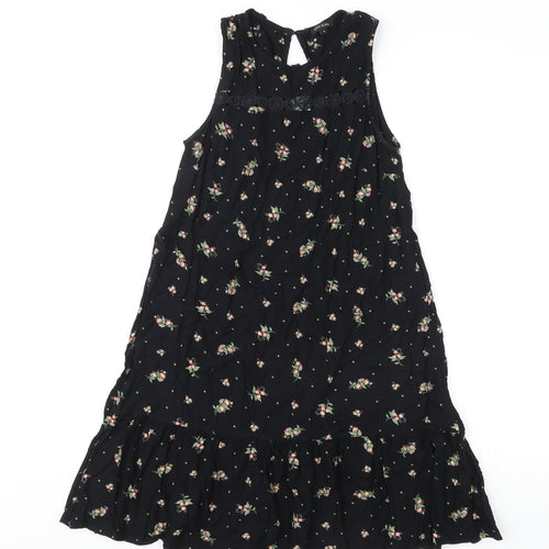 River Island Womens Multicoloured Floral Viscose Skater Dress Size 6 Round Neck Pullover