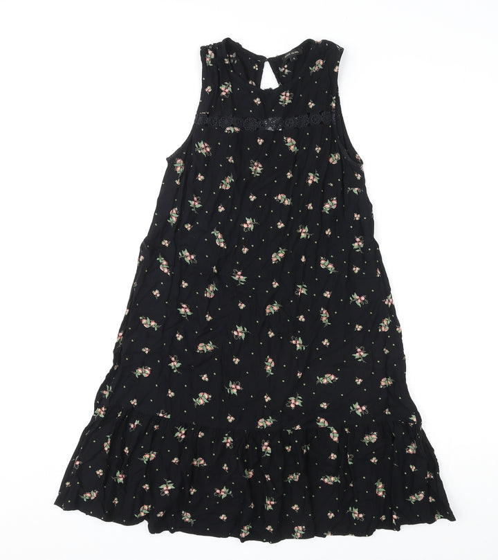 River Island Womens Multicoloured Floral Viscose Skater Dress Size 6 Round Neck Pullover