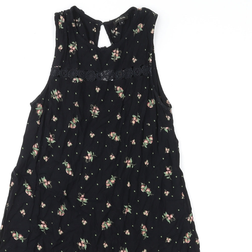 River Island Womens Multicoloured Floral Viscose Skater Dress Size 6 Round Neck Pullover