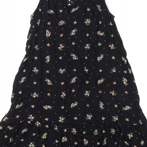 River Island Womens Multicoloured Floral Viscose Skater Dress Size 6 Round Neck Pullover