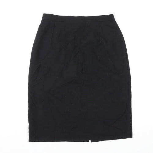 St Michael Womens Black Polyester Straight & Pencil Skirt Size 12 Zip