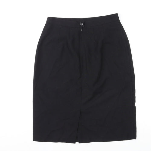 St Michael Womens Black Polyester Straight & Pencil Skirt Size 12 Zip