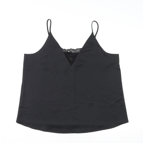 River Island Womens Black Polyester Camisole Tank Size 16 V-Neck - Lace Details