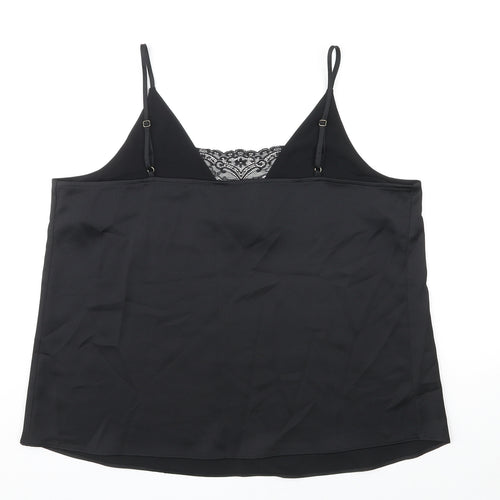 River Island Womens Black Polyester Camisole Tank Size 16 V-Neck - Lace Details