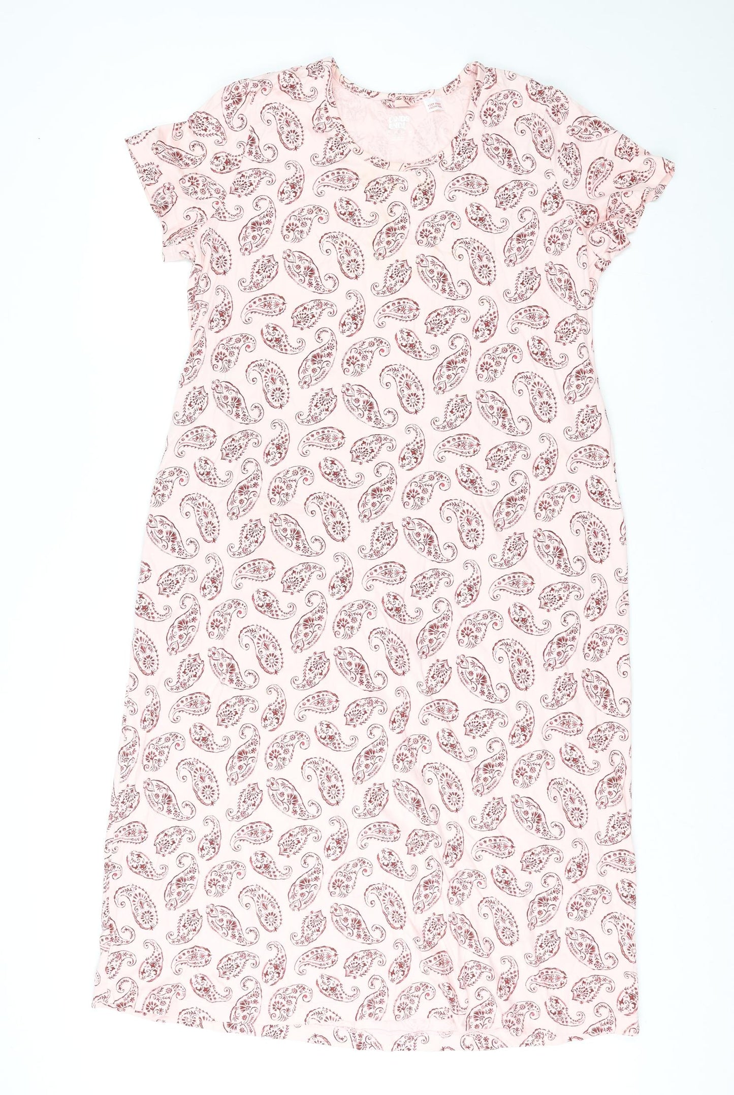Land's End Womens Pink Paisley Cotton Top Dress Size L Pullover