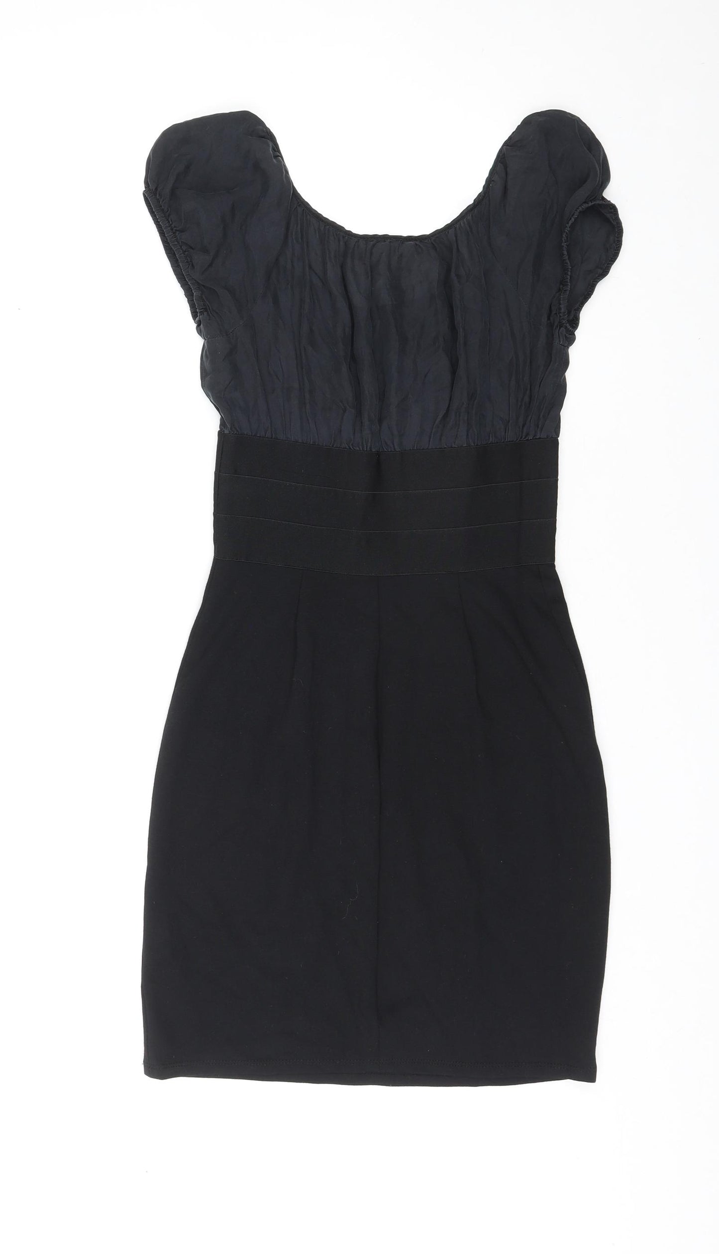 Studio M Womens Black Silk Mini Size XS Round Neck Pullover