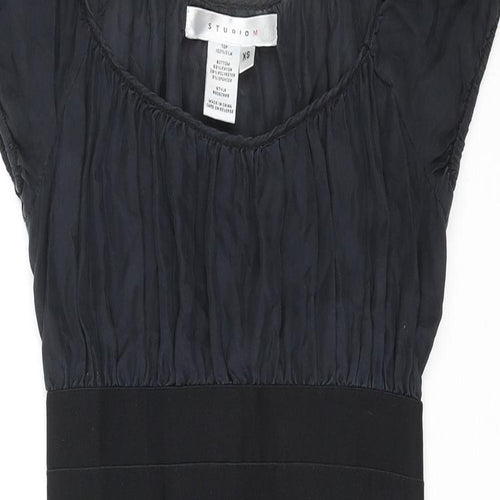 Studio M Womens Black Silk Mini Size XS Round Neck Pullover