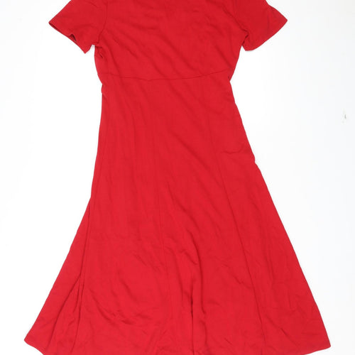 CC Womens Red Viscose A-Line Size S V-Neck Pullover