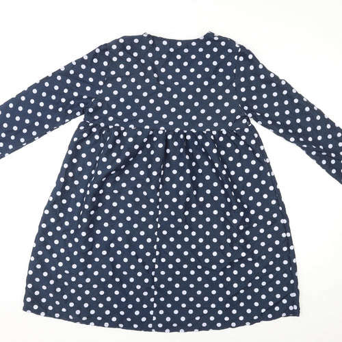 PRETTYLITTLETHING Womens Blue Polka Dot Polyester A-Line Size 10 V-Neck Pullover