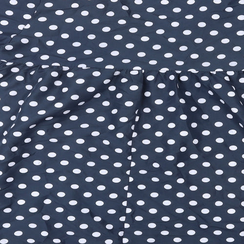 PRETTYLITTLETHING Womens Blue Polka Dot Polyester A-Line Size 10 V-Neck Pullover