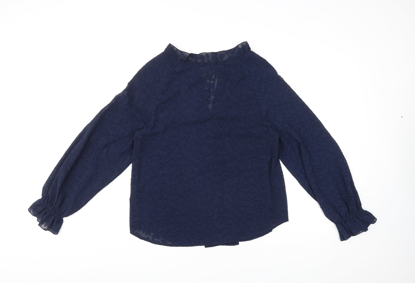 Marks and Spencer Womens Blue Animal Print Polyester Basic Blouse Size 8 V-Neck