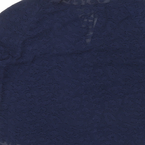 Marks and Spencer Womens Blue Animal Print Polyester Basic Blouse Size 8 V-Neck