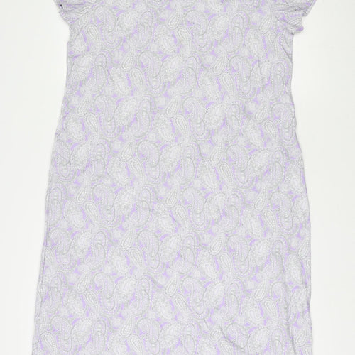 Land's End Womens Purple Plaid Cotton A-Line Size L Round Neck Pullover
