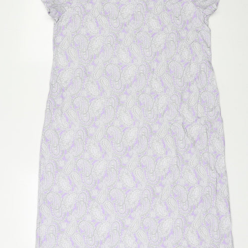 Land's End Womens Purple Plaid Cotton A-Line Size L Round Neck Pullover