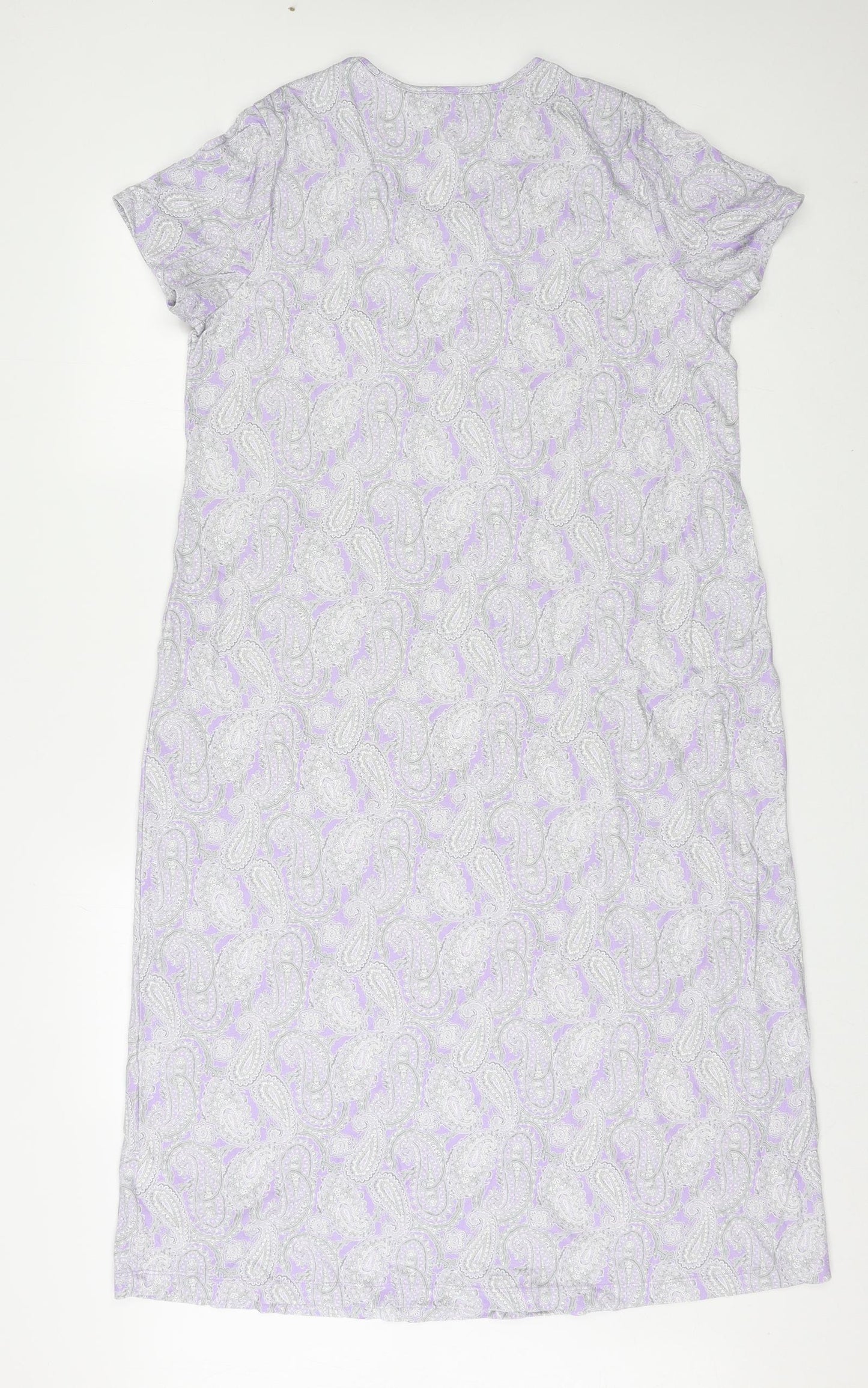 Land's End Womens Purple Plaid Cotton A-Line Size L Round Neck Pullover