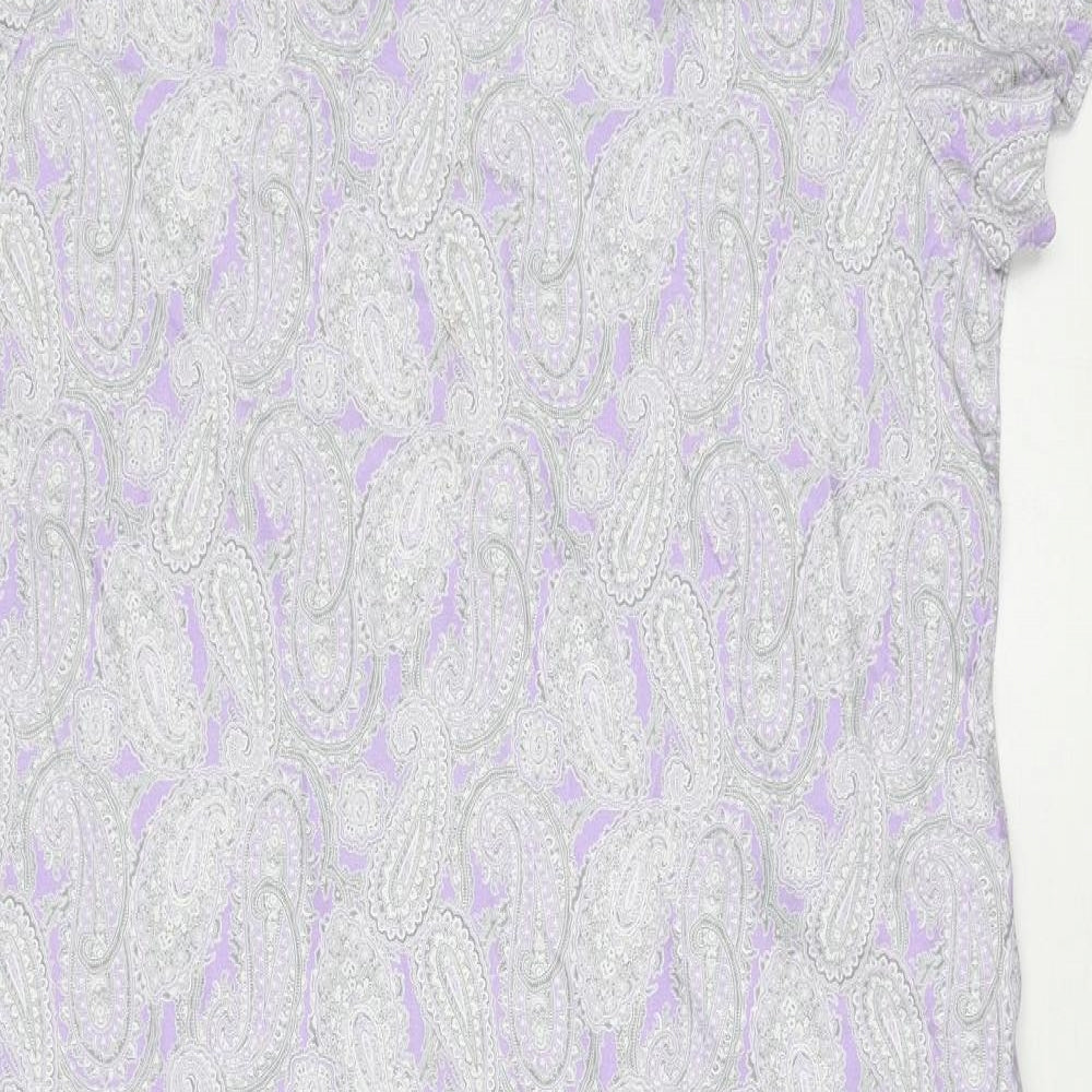 Land's End Womens Purple Plaid Cotton A-Line Size L Round Neck Pullover