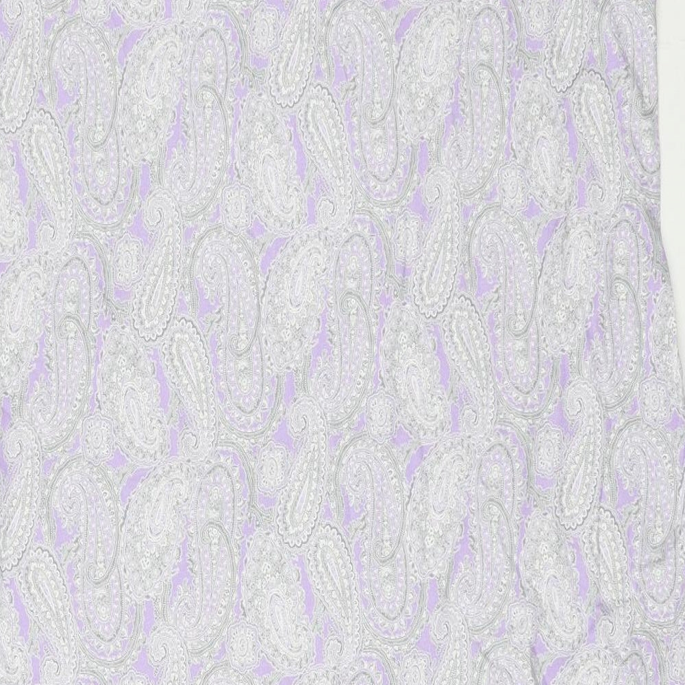 Land's End Womens Purple Plaid Cotton A-Line Size L Round Neck Pullover