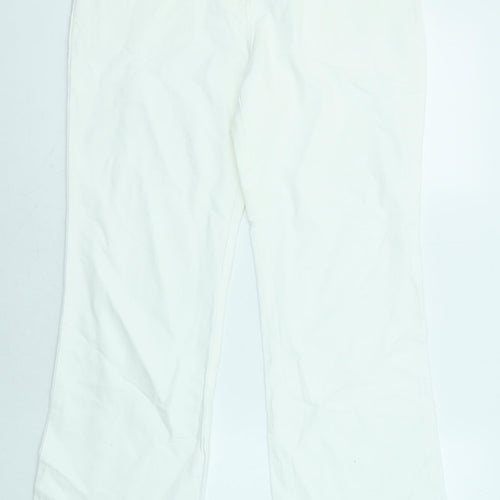 Per Una Womens White Cotton Bootcut Jeans Size 14 L28 in Regular Zip