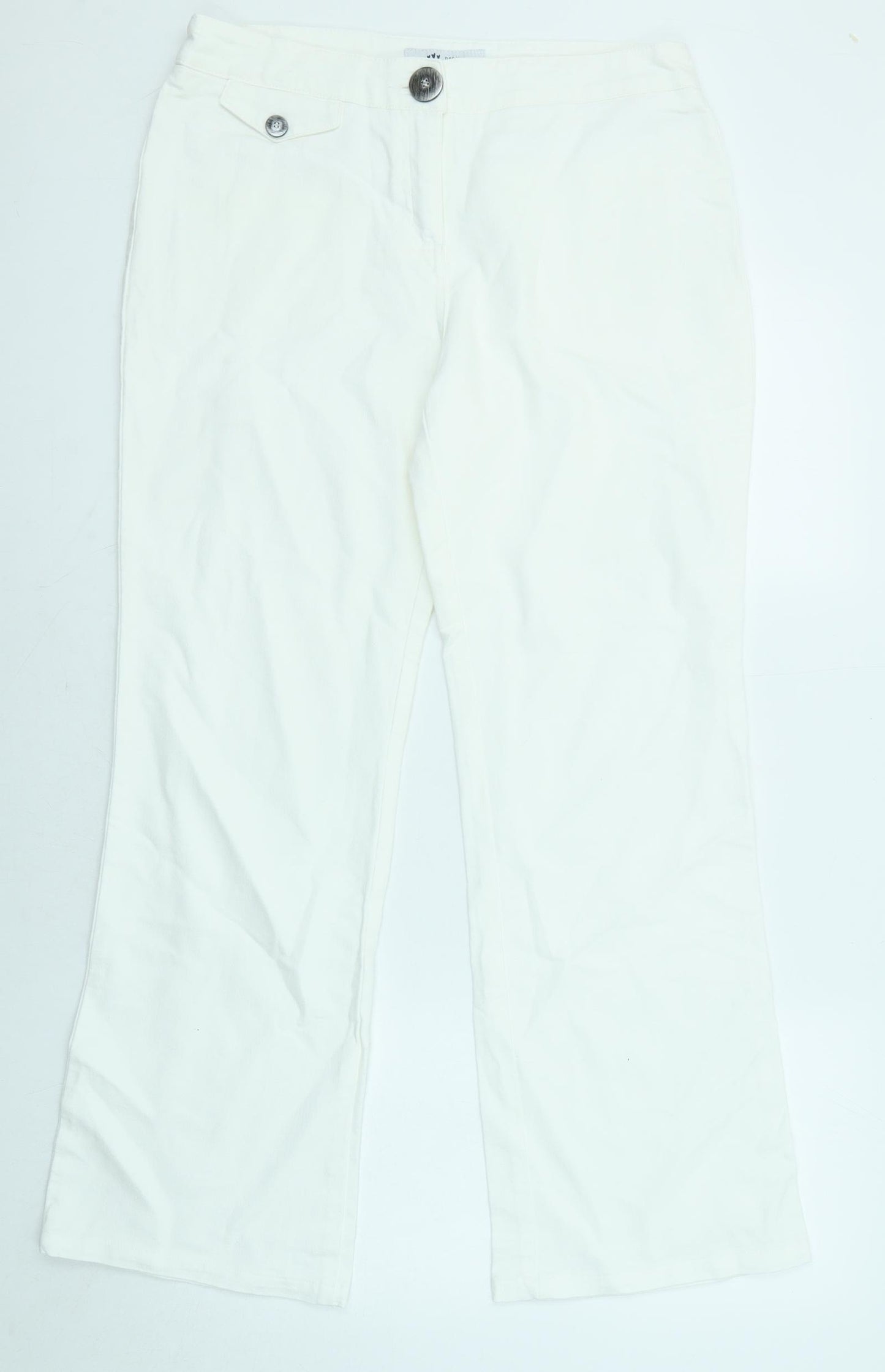 Per Una Womens White Cotton Bootcut Jeans Size 14 L28 in Regular Zip