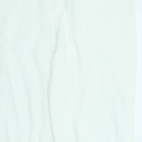 Per Una Womens White Cotton Bootcut Jeans Size 14 L28 in Regular Zip