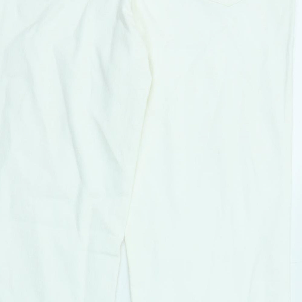 Per Una Womens White Cotton Bootcut Jeans Size 14 L28 in Regular Zip