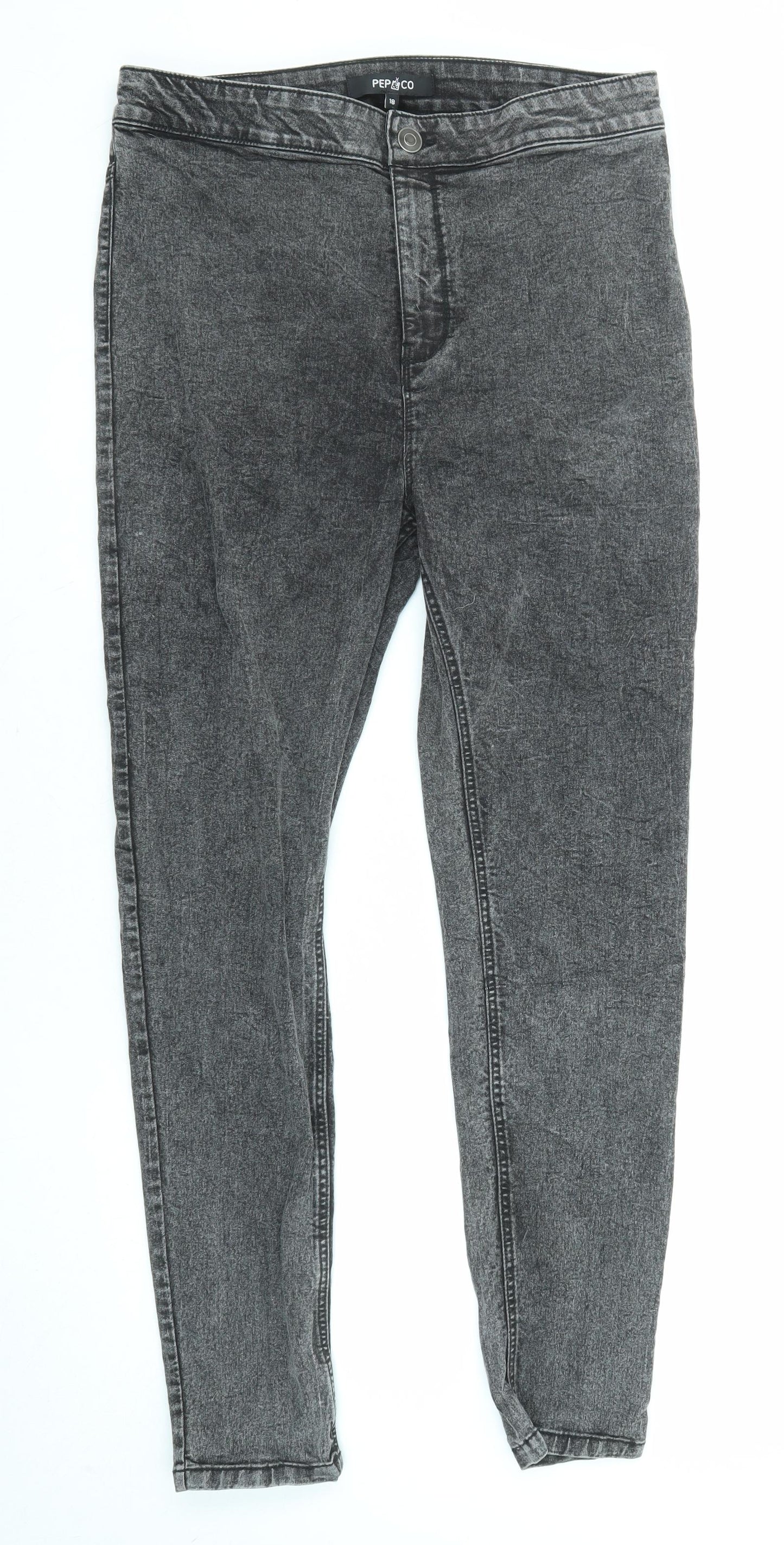 PEP&CO Womens Grey Cotton Skinny Jeans Size 18 L29 in Regular Zip