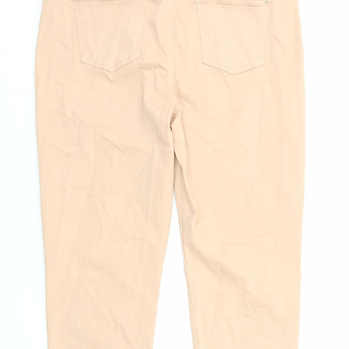Marks and Spencer Womens Pink Cotton Cropped Jeans Size 16 L22 in Regular Zip