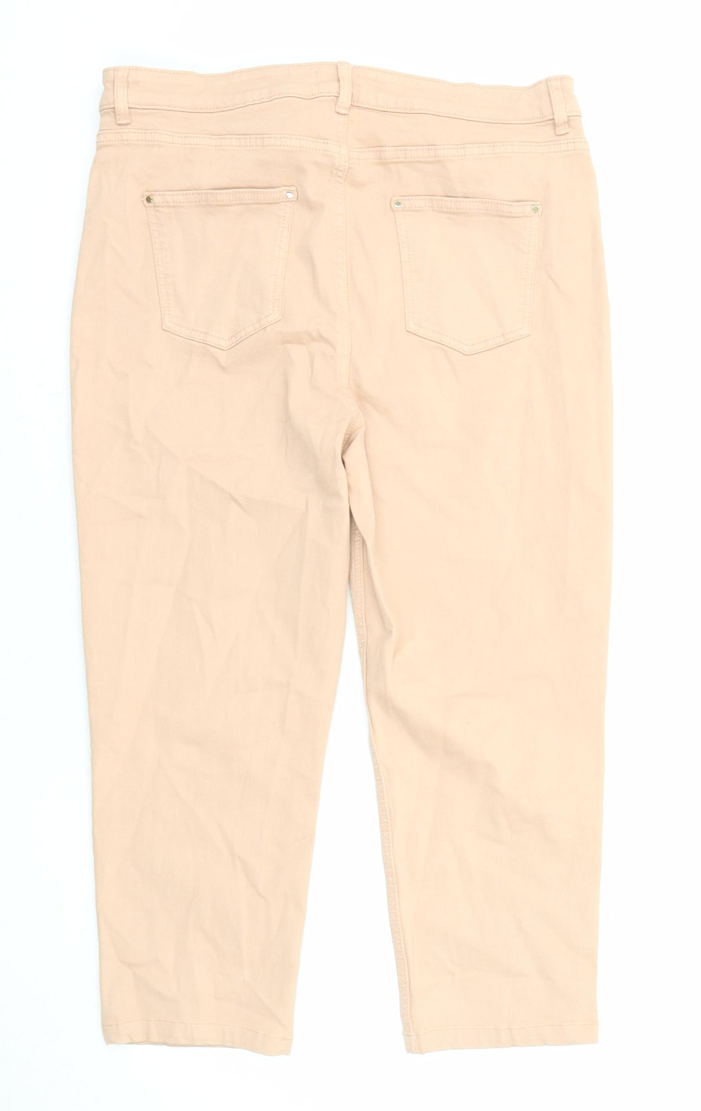 Marks and Spencer Womens Pink Cotton Cropped Jeans Size 16 L22 in Regular Zip
