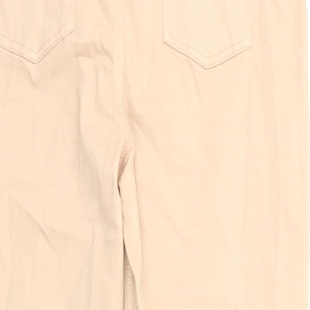 Marks and Spencer Womens Pink Cotton Cropped Jeans Size 16 L22 in Regular Zip