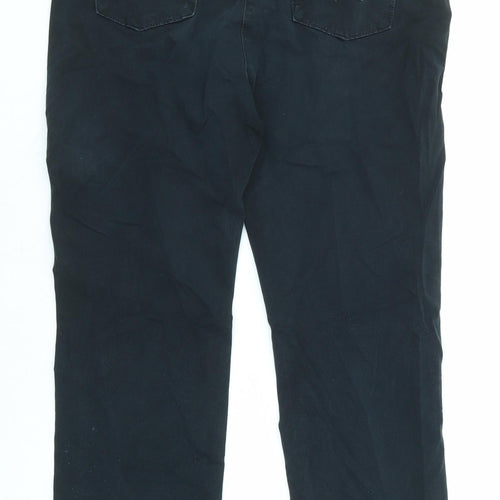 Marks and Spencer Womens Blue Cotton Straight Jeans Size 16 L27 in Regular Zip