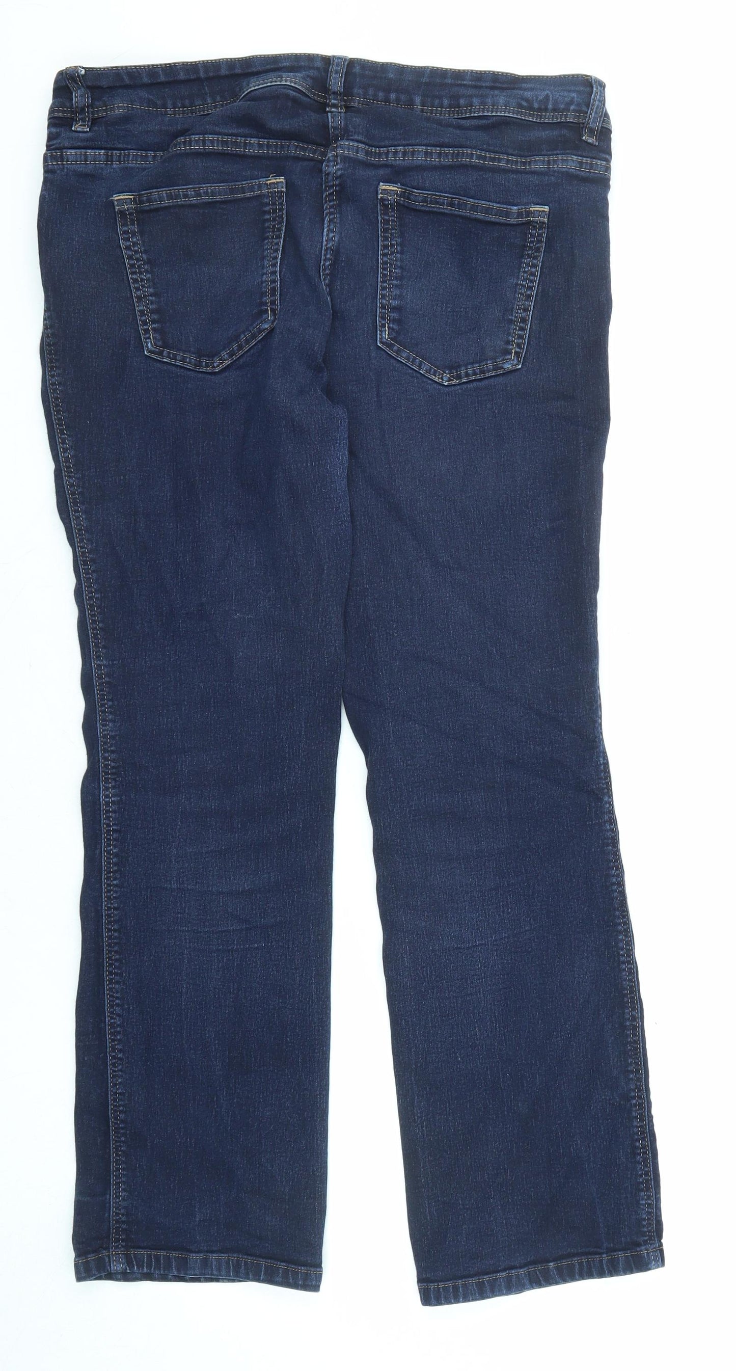 Marks and Spencer Womens Blue Cotton Bootcut Jeans Size 16 L27 in Regular Zip