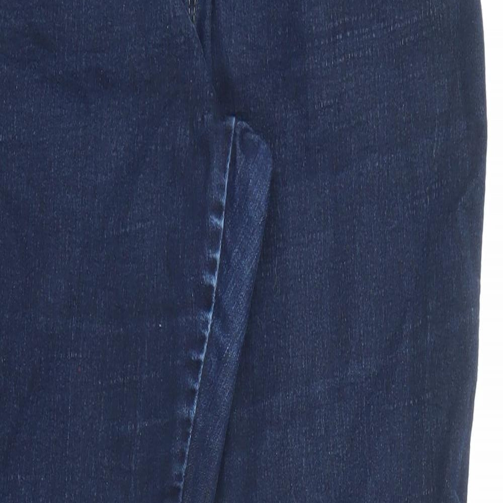 Marks and Spencer Womens Blue Cotton Bootcut Jeans Size 16 L27 in Regular Zip