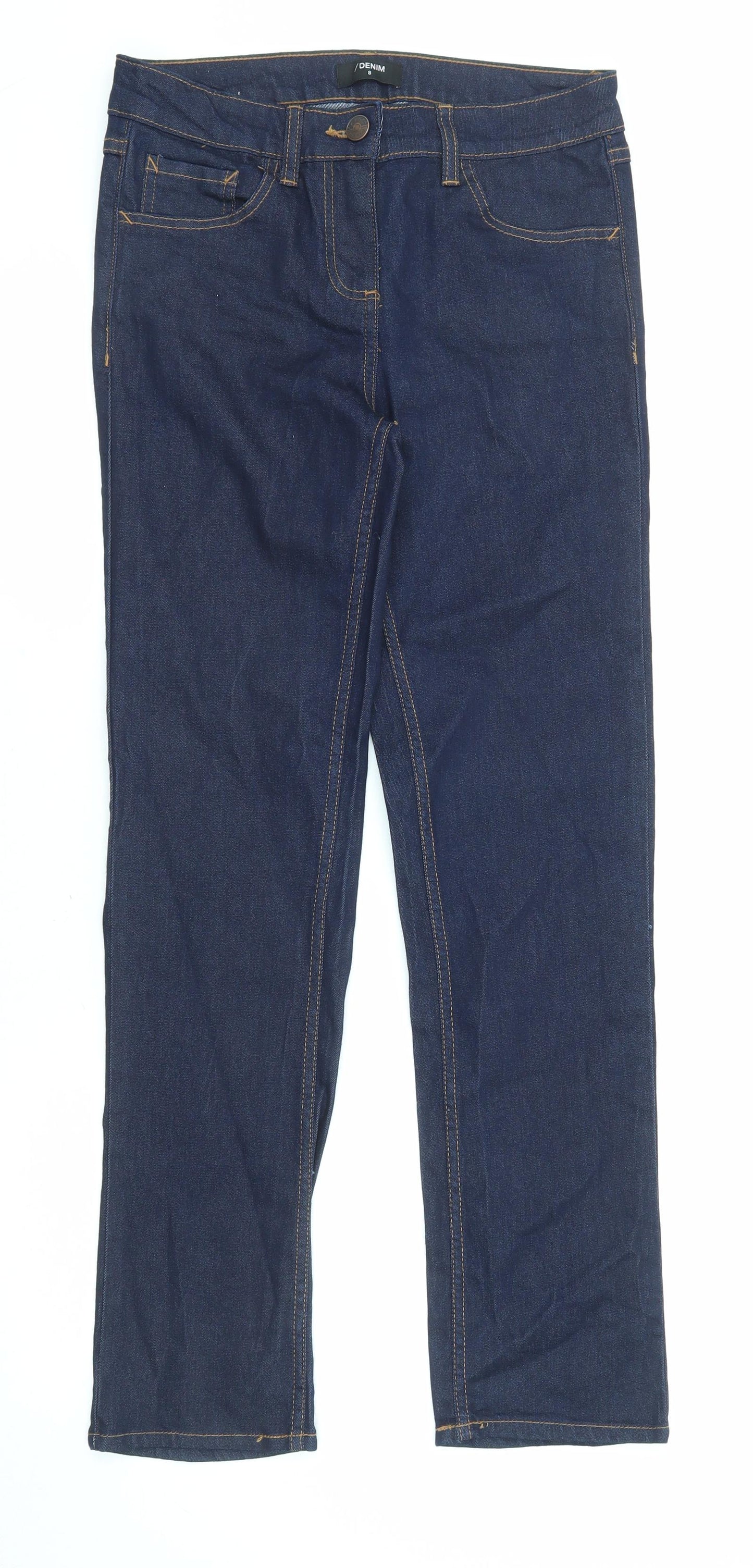 Matalan Womens Blue Cotton Straight Jeans Size 8 L29 in Regular Zip