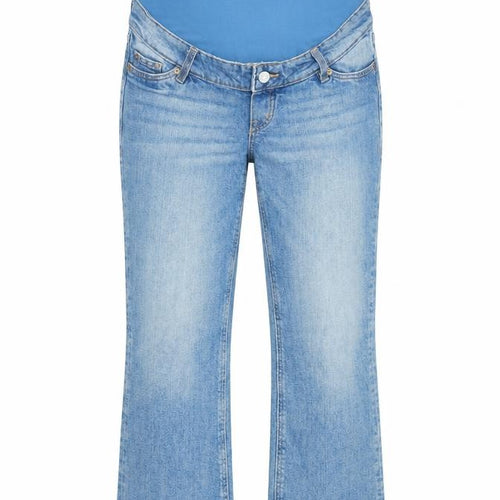 H&M Womens Blue Cotton Straight Jeans Size S L26 in Regular Zip