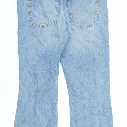 H&M Womens Blue Cotton Straight Jeans Size S L26 in Regular Zip