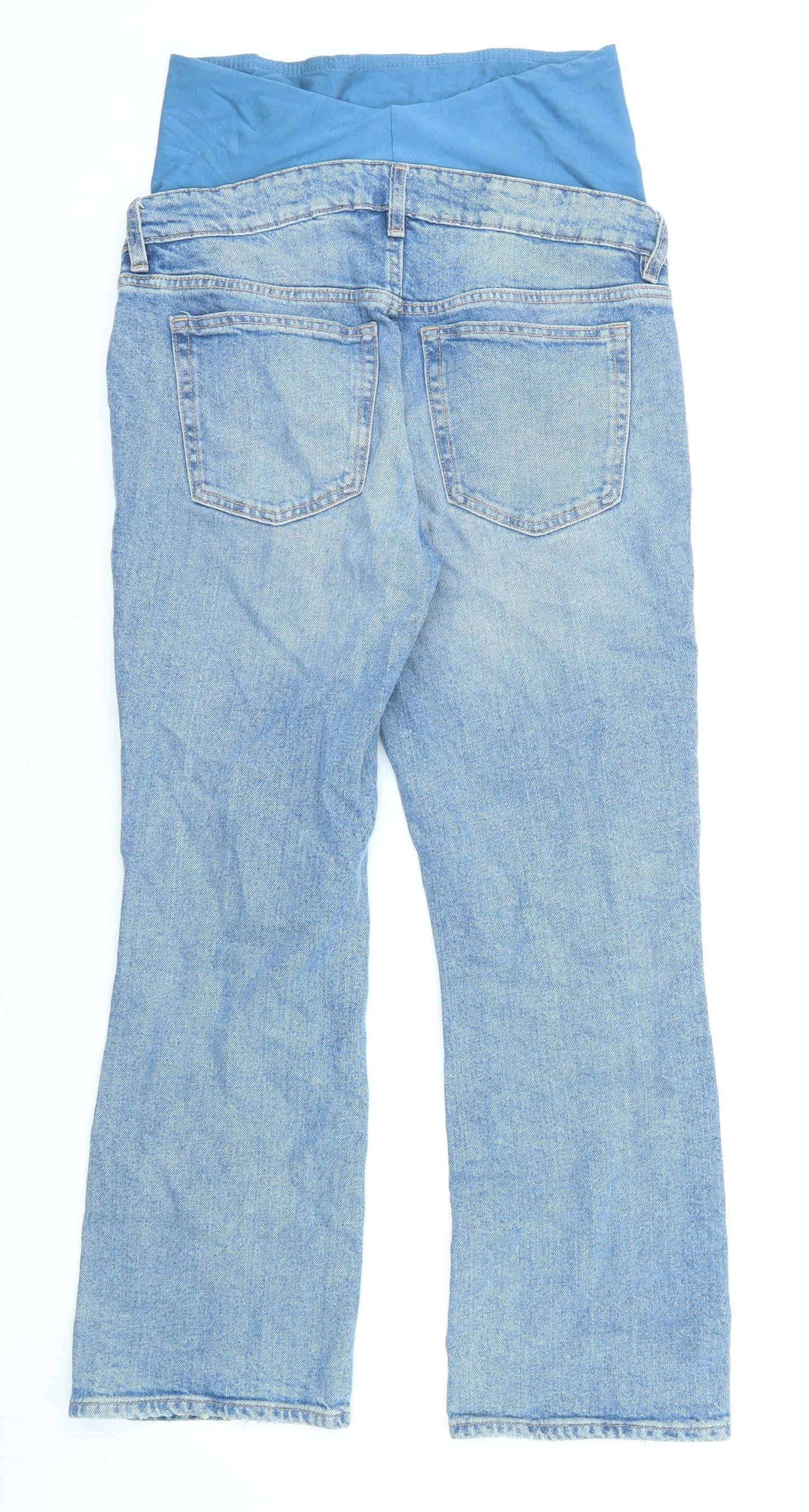 H&M Womens Blue Cotton Straight Jeans Size S L26 in Regular Zip