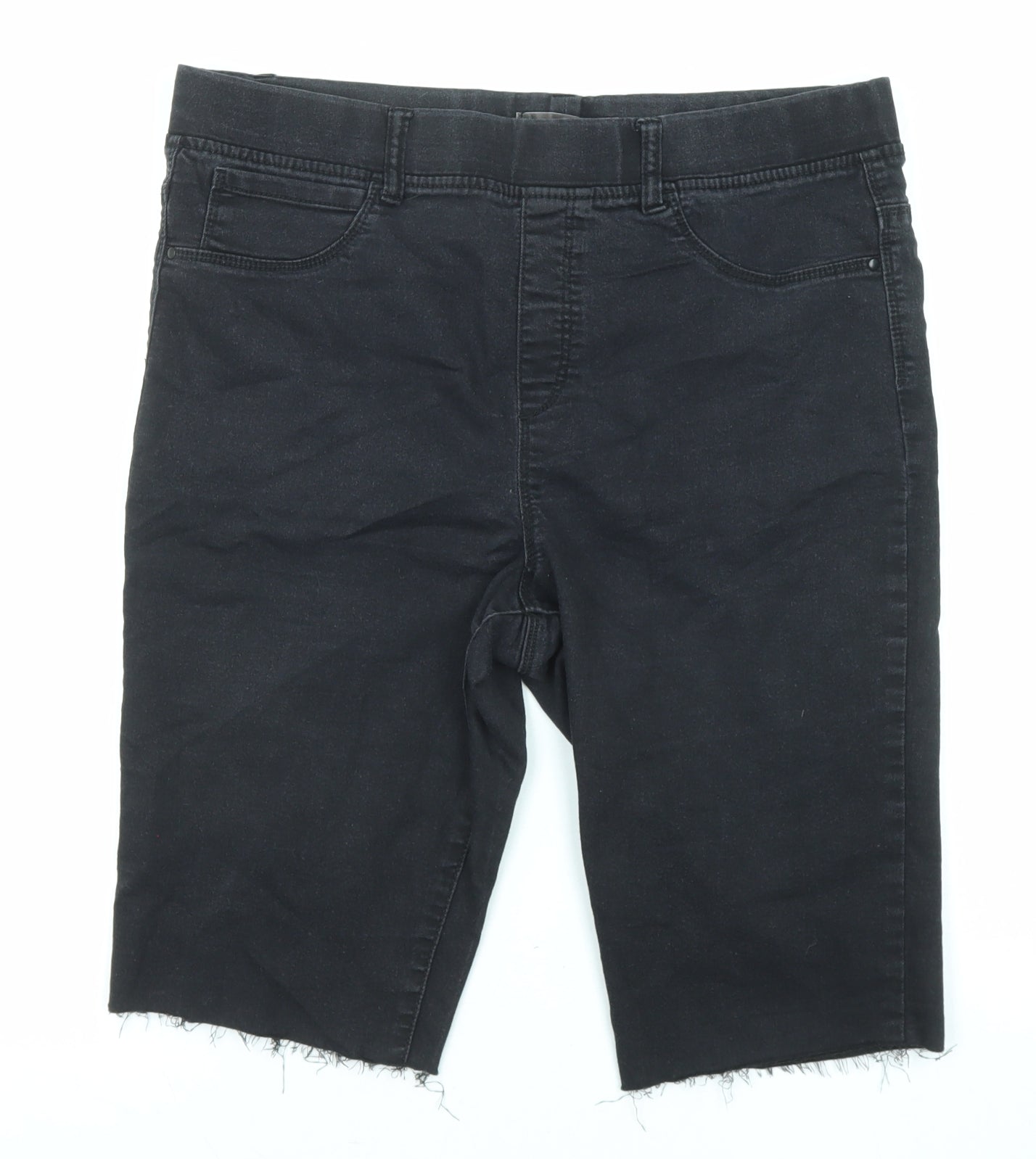 PEP&CO Womens Black Cotton Cut-Off Shorts Size 16 L11 in Regular Pull On