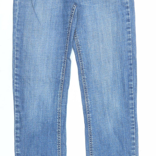 F&F Womens Blue Cotton Straight Jeans Size 8 L29 in Regular Zip
