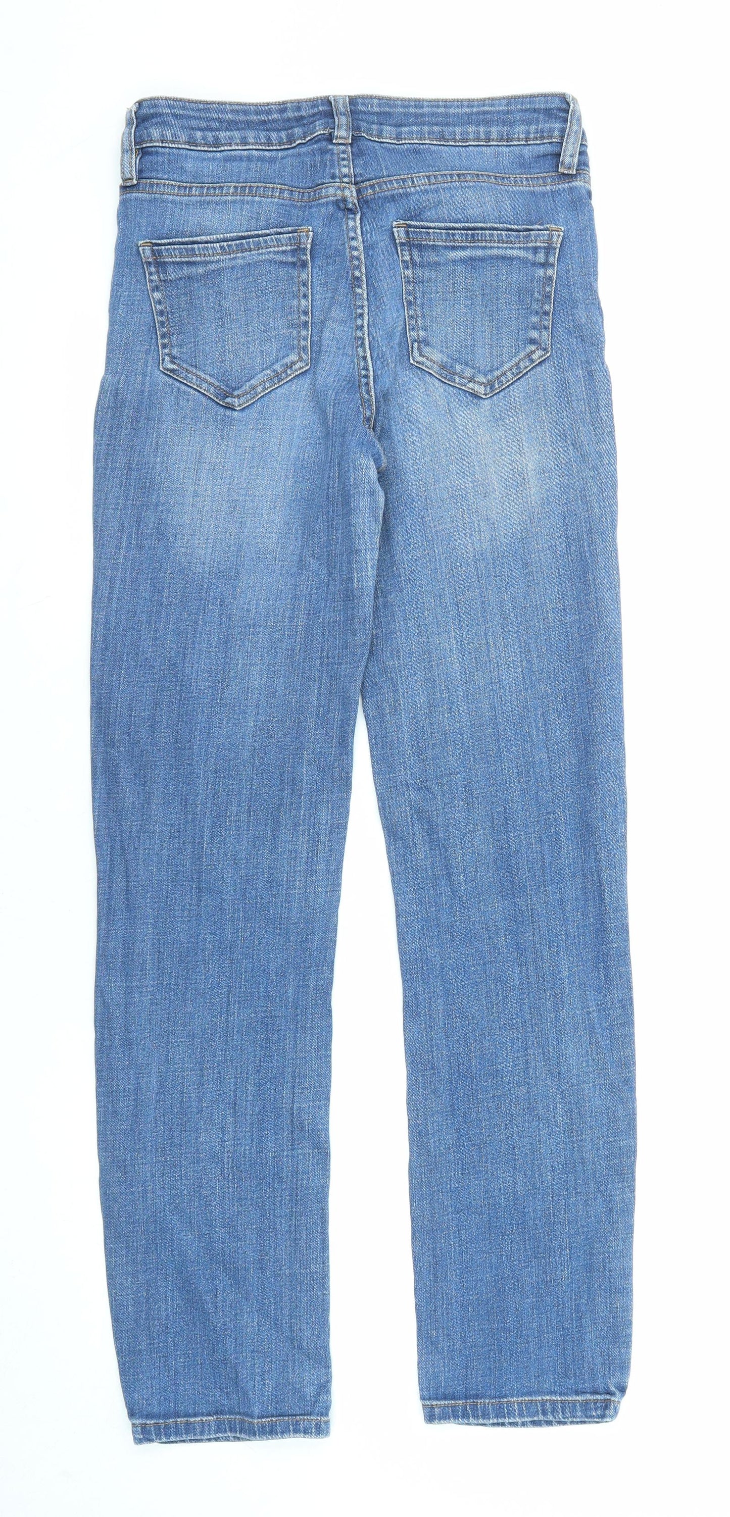 F&F Womens Blue Cotton Straight Jeans Size 8 L29 in Regular Zip