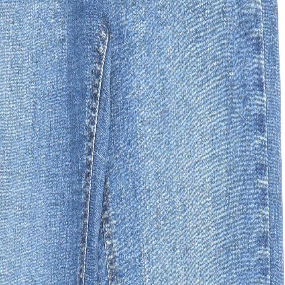 F&F Womens Blue Cotton Straight Jeans Size 8 L29 in Regular Zip