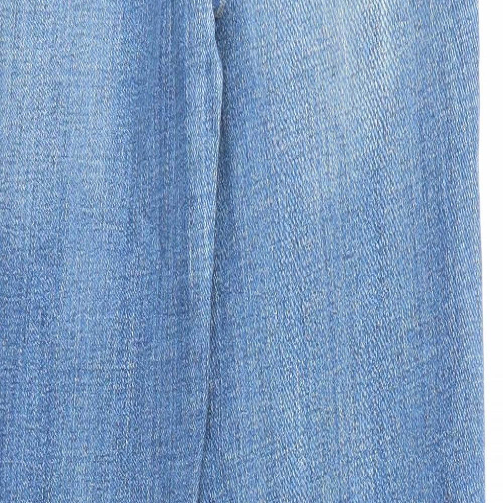 F&F Womens Blue Cotton Straight Jeans Size 8 L29 in Regular Zip