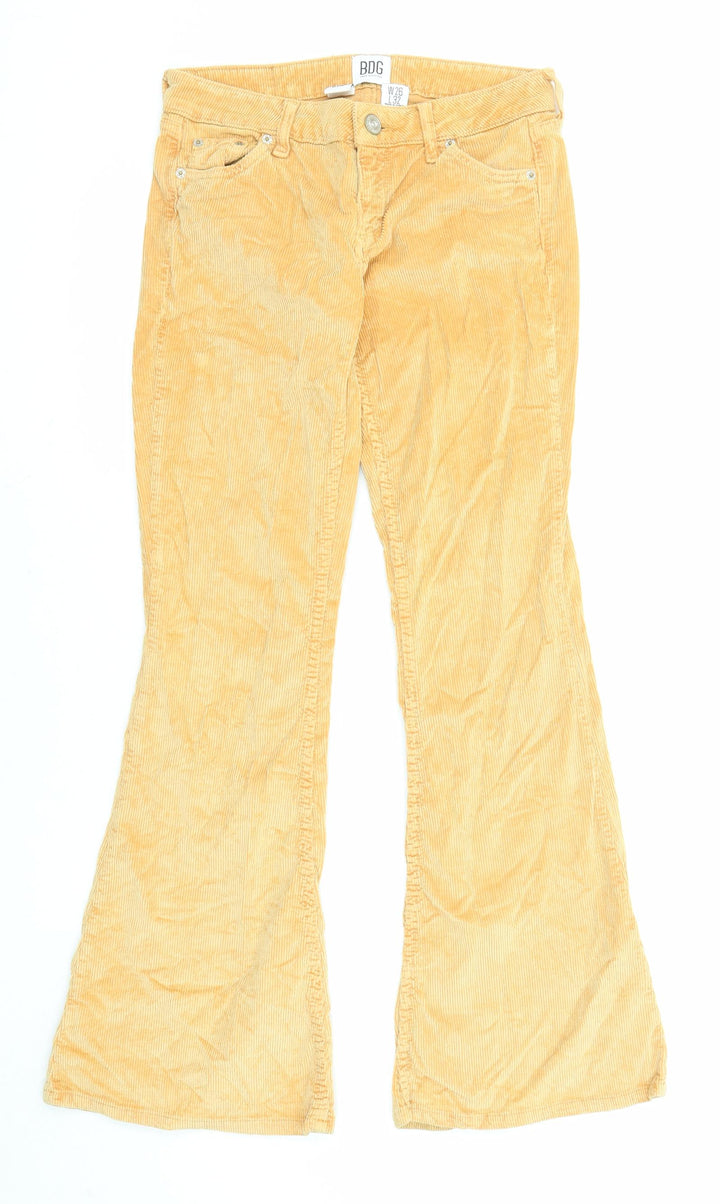 BDG Womens Yellow Cotton Trousers Size 26 in L32 in Regular Zip