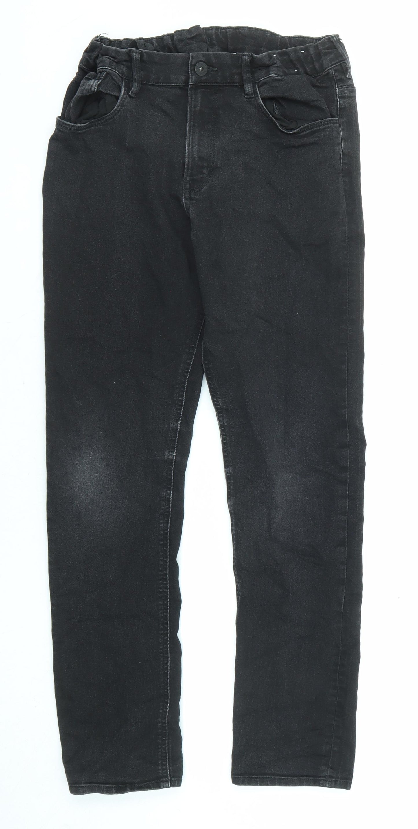 H&M Girls Black Cotton Skinny Jeans Size 13-14 Years L28 in Regular Zip