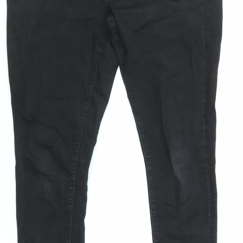 River Island Mens Black Cotton Skinny Jeans Size 32 in L32 in Regular Zip