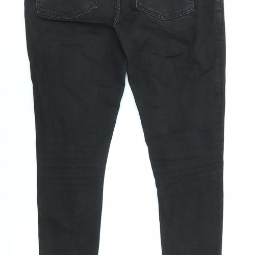 River Island Mens Black Cotton Skinny Jeans Size 32 in L32 in Regular Zip