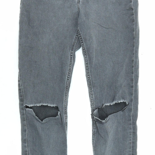 H&M Girls Grey Cotton Skinny Jeans Size 12-13 Years L26 in Regular Zip - Distressed