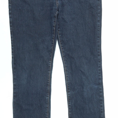 PURE Collection Womens Blue Cotton Straight Jeans Size 12 L31 in Regular Zip