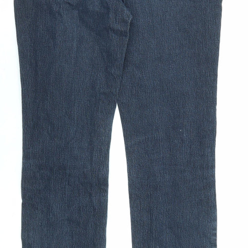 PURE Collection Womens Blue Cotton Straight Jeans Size 12 L31 in Regular Zip