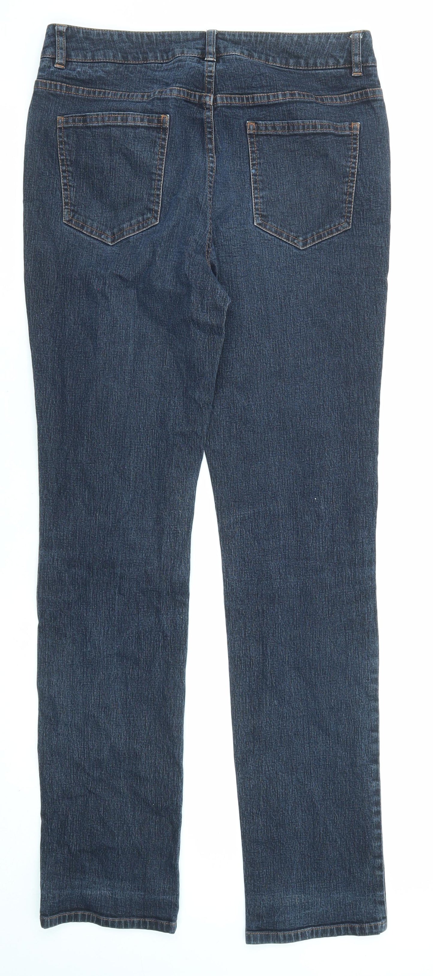 PURE Collection Womens Blue Cotton Straight Jeans Size 12 L31 in Regular Zip